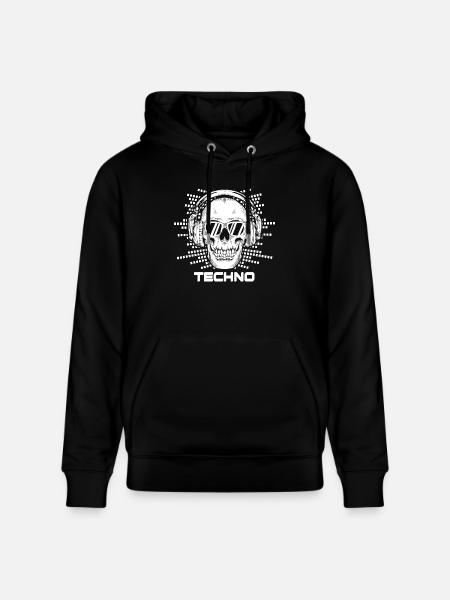 Techno Music Minimal Skull Glasses - Stanley/Stella CRUISER Unisex Organic Hoodie - black