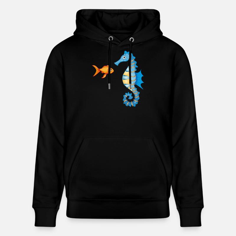 niedlicher Comic Goldfisch und Seepferdchen - Stanley/Stella Unisex Bio-Hoodie CRUISER - Schwarz