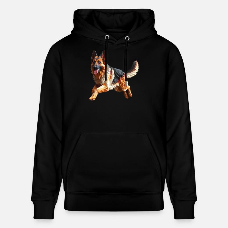 Deutscher Schäferhund Origami Geometrisch 3D - Stanley/Stella Unisex Bio-Hoodie CRUISER  - Schwarz