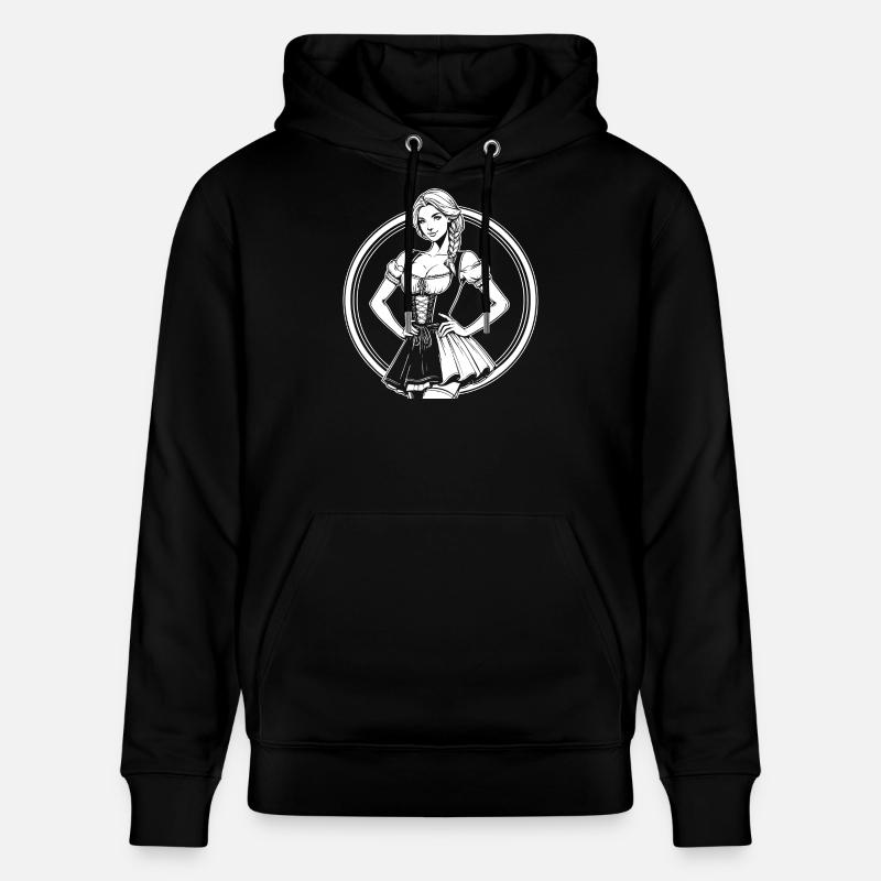 Cooles Dirndl Comic Design - Stanley/Stella Unisex Bio-Hoodie CRUISER  - Schwarz