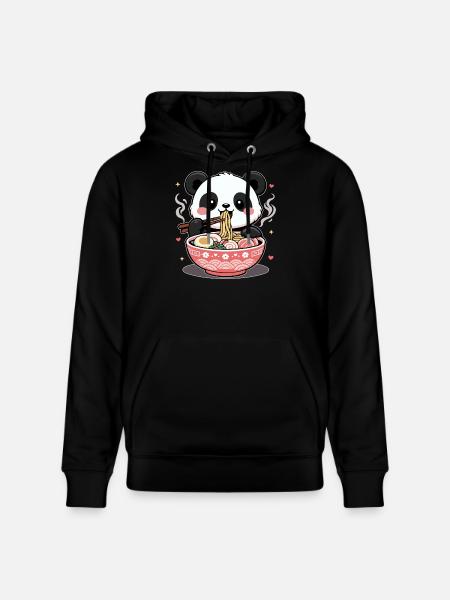 Ramen Cute Kawaii Panda - Stanley/Stella CRUISER Unisex Organic Hoodie - black
