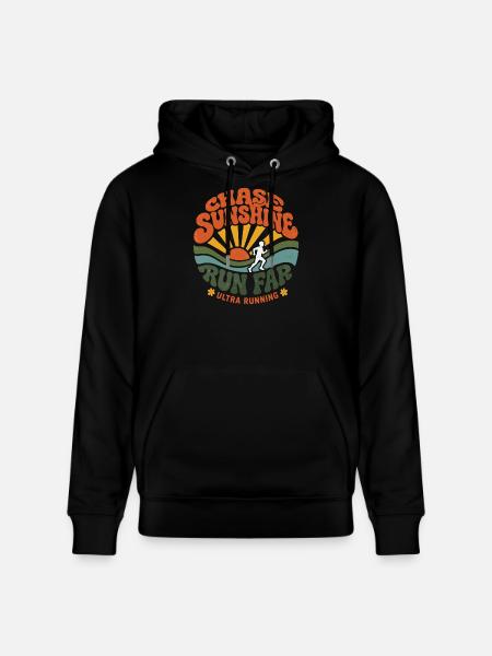 Ultra course - Courir Ensoleil, Courir Loin - Sweat à capuche bio CRUISER Stanley/Stella Unisexe - noir