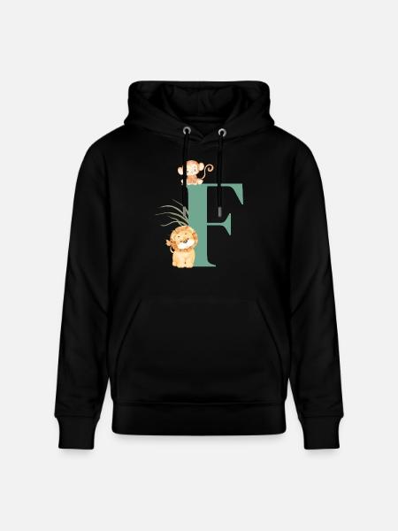 Letter f green jungle animals - Stanley/Stella CRUISER Unisex Organic Hoodie - black