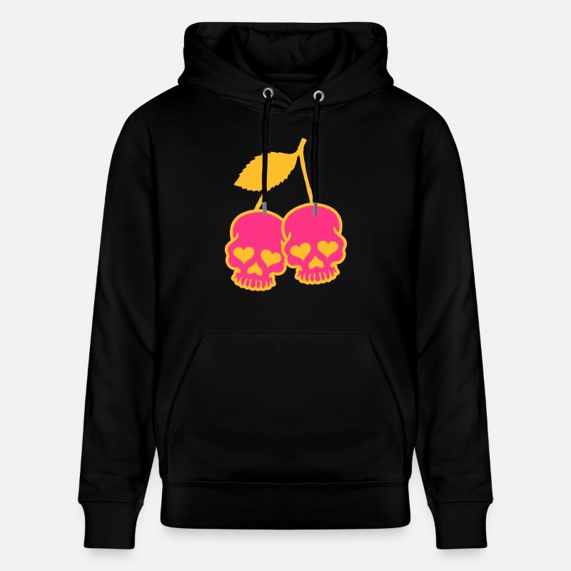 Skull & Cherry mit Herz - Stanley/Stella Unisex Bio-Hoodie CRUISER  - Schwarz