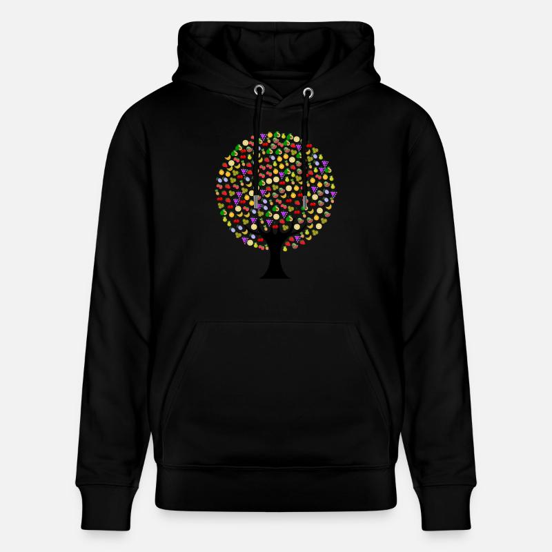 Lebensmittel Baum mit Obst - Stanley/Stella Unisex Bio-Hoodie CRUISER  - Schwarz