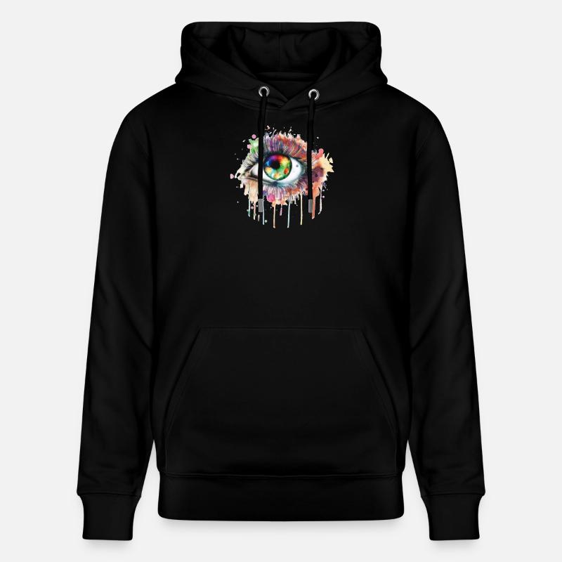 Œil arc-en-ciel Aquarelle Œil, Œil, Arc-en-ciel - Sweat à capuche bio CRUISER Stanley/Stella Unisexe - noir