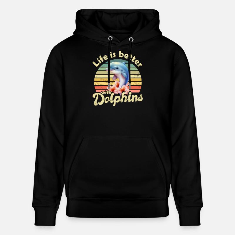 Dauphins dauphins - Sweat à capuche bio CRUISER Stanley/Stella Unisexe - noir
