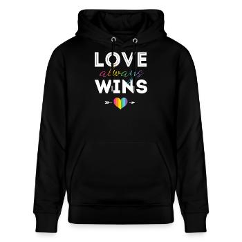 Pride Month LGBTQ - Liebe gewinnt immer - Stanley/Stella Unisex Bio-Hoodie CRUISER  - Schwarz - Vorne - Alina (178cm) & Michal (187cm)