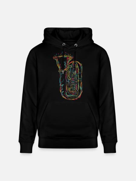 Tuba Sketch - Stanley/Stella CRUISER Unisex Organic Hoodie - black