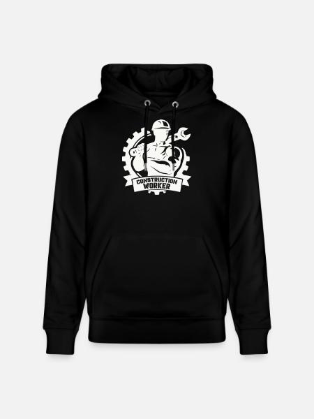 Strong construction worker with gears - Stanley/Stella CRUISER Unisex Organic Hoodie - black