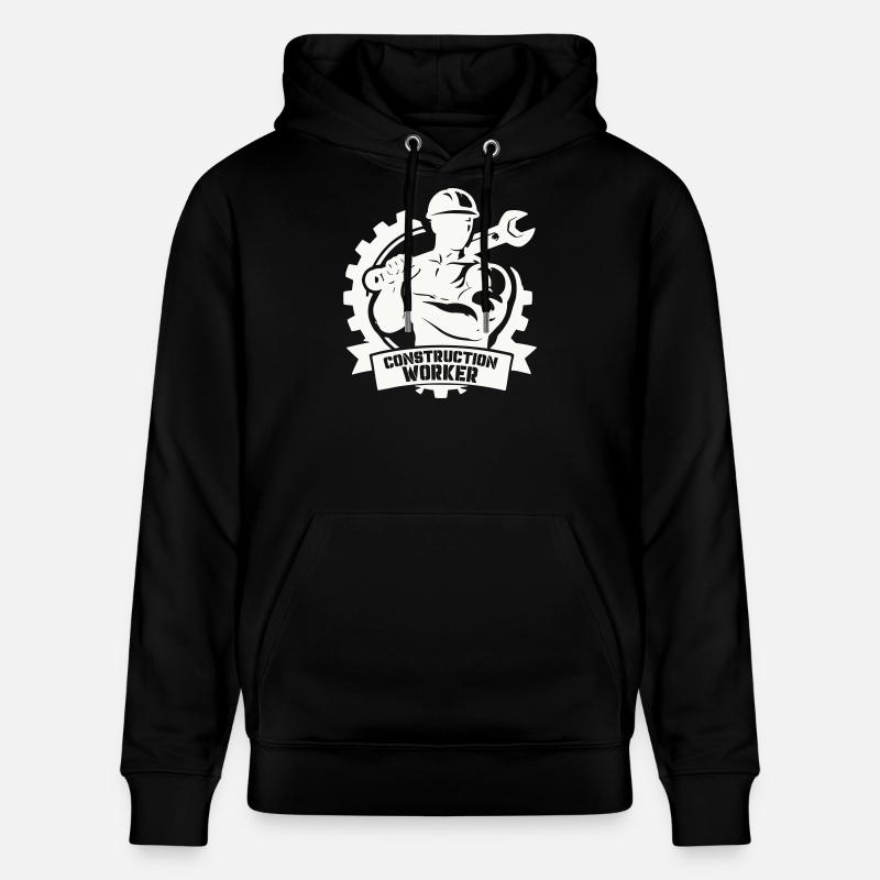 Starker Bauarbeiter mit Zahnrädern - Stanley/Stella Unisex Bio-Hoodie CRUISER - Schwarz