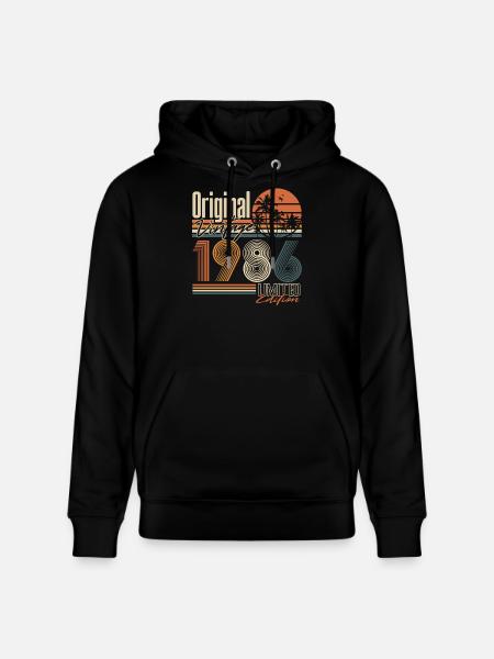 Vintage 1986 Vintage Retro Birthday Gift - Stanley/Stella CRUISER Unisex Organic Hoodie - black