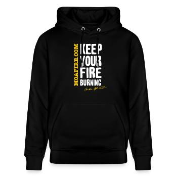 MOA FIRE - Keep your fire burning - Stanley/Stella Unisex Bio-Hoodie CRUISER  - Schwarz - Vorne - Alina (178cm) & Michal (187cm)