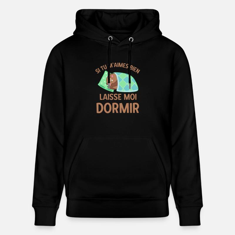 Humour marmotte dormir - Sweat à capuche bio CRUISER Stanley/Stella Unisexe - noir