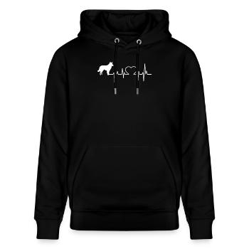 Mudi Geschenk Shirt - Stanley/Stella Unisex Bio-Hoodie CRUISER  - Schwarz - Vorne - Alina (178cm) & Michal (187cm)