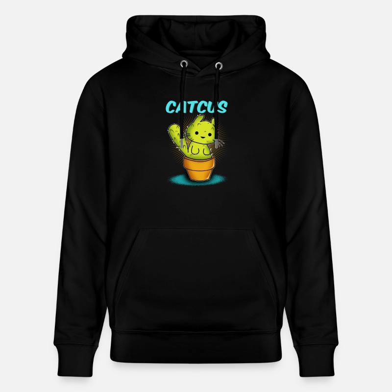 Chat / CATCUS / Cactus / Cadeau - Sweat à capuche bio CRUISER Stanley/Stella Unisexe - noir