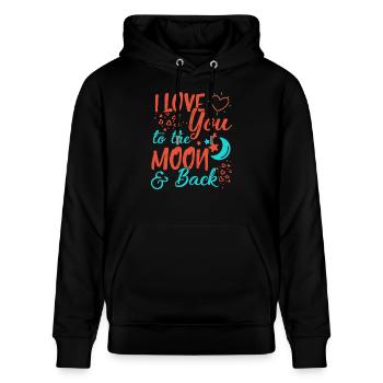 Ich liebe dich zum Mond und zurück - Stanley/Stella Unisex Bio-Hoodie CRUISER  - Schwarz - Vorne - Alina (178cm) & Michal (187cm)