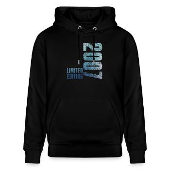Limited Edition 2007 18. Geburtstag Geschenk - Stanley/Stella Unisex Bio-Hoodie CRUISER  - Schwarz - Vorne - Alina (178cm) & Michal (187cm)