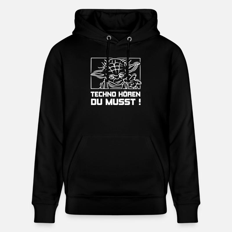 TECHNO HÖREN DU MUSST ! + - Stanley/Stella Unisex Bio-Hoodie CRUISER  - Schwarz