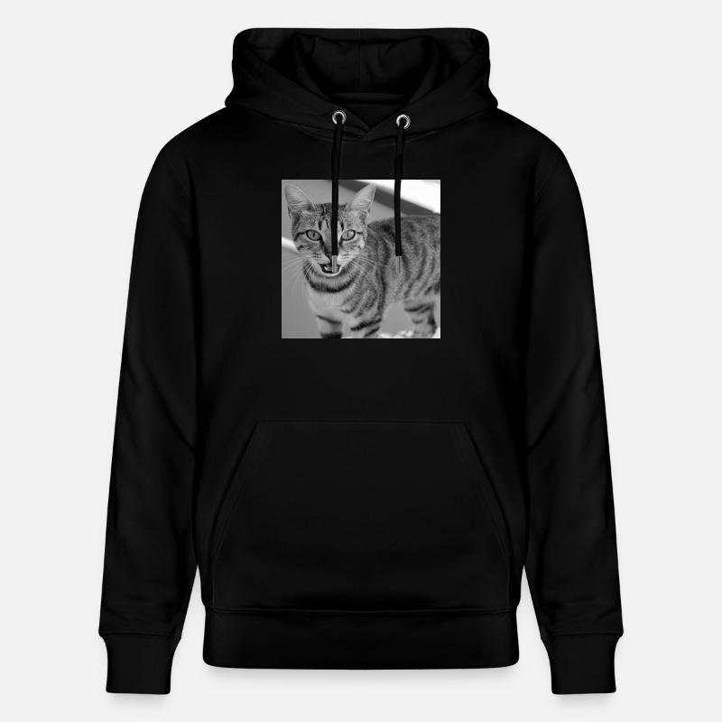 Portrait de chat blanc-noir - Sweat à capuche bio CRUISER Stanley/Stella Unisexe - noir