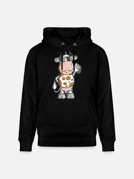 Cool cow with sunglasses - Stanley/Stella CRUISER Unisex Organic Hoodie - black