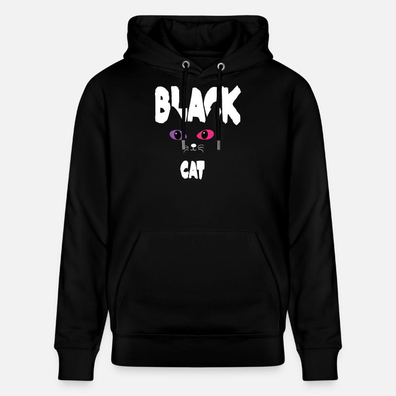 Chat Noir Blanc - Sweat à capuche bio CRUISER Stanley/Stella Unisexe - noir