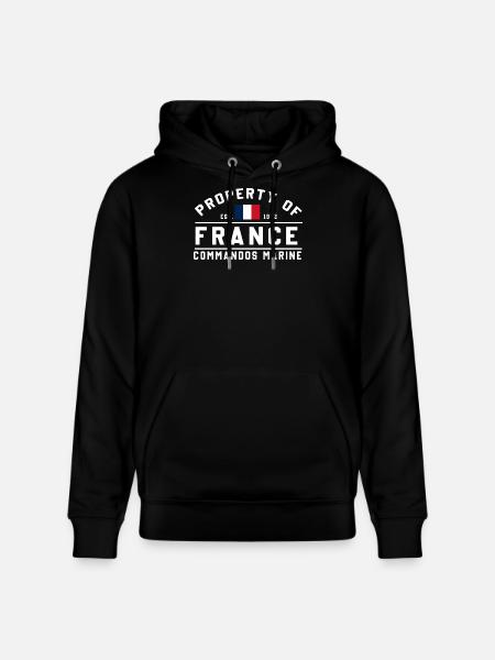 Property of France Commandos Marine - Stanley/Stella CRUISER Unisex Organic Hoodie - black