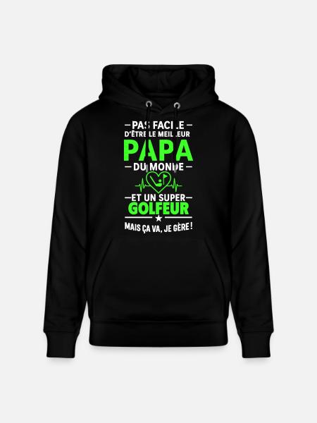 Heart + Golf – Super Dad Golfer - Stanley/Stella CRUISER Unisex Organic Hoodie - black