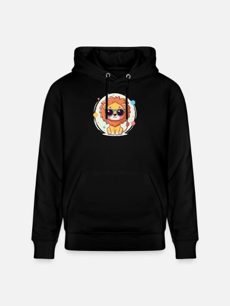 Cute Lion Sunglasses - Stanley/Stella CRUISER Unisex Organic Hoodie - black