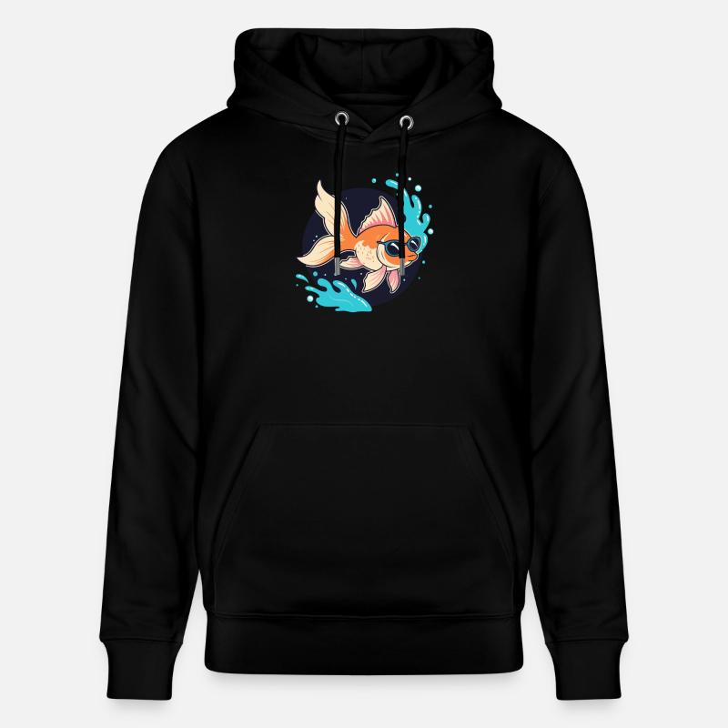 Poisson doré rétro lunettes - Sweat à capuche bio CRUISER Stanley/Stella Unisexe - noir