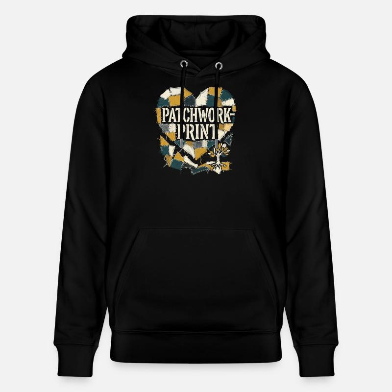 Impression patchwork - Sweat à capuche bio CRUISER Stanley/Stella Unisexe - noir