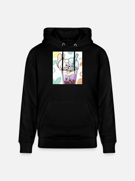 Cute Bunny Funny Boba Bubble Tea - Stanley/Stella CRUISER Unisex Organic Hoodie - black