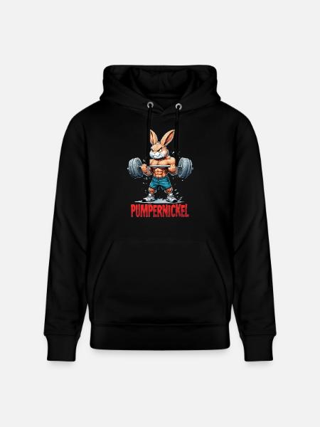 Pumpernickel - Rabbit in strength training - Stanley/Stella CRUISER Unisex Organic Hoodie - black