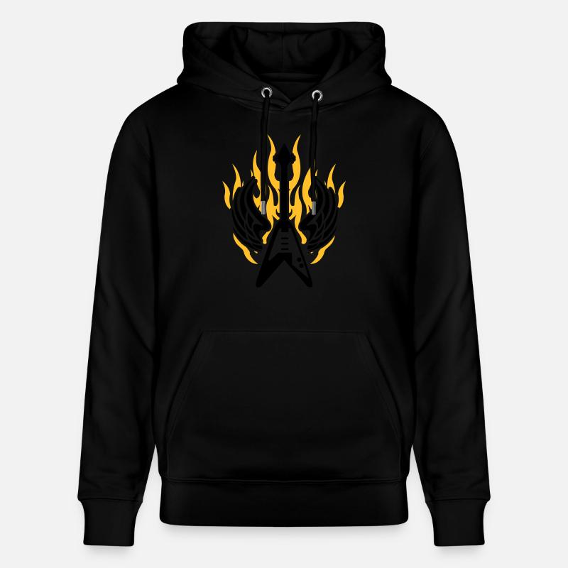 guitar wing flame - Sweat à capuche bio CRUISER Stanley/Stella Unisexe - noir