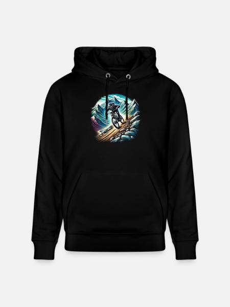 Mountainbikefahrer im Gebirge - Stanley/Stella Unisex Bio-Hoodie CRUISER  - Schwarz