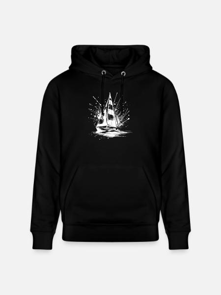 Sailboat with Swell Splash Look - Stanley/Stella CRUISER Unisex Organic Hoodie - black