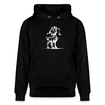 Ziege großen Augen grinsende Ziegenbock Skizze - Stanley/Stella Unisex Bio-Hoodie CRUISER  - Schwarz - Vorne - Alina (178cm) & Michal (187cm)