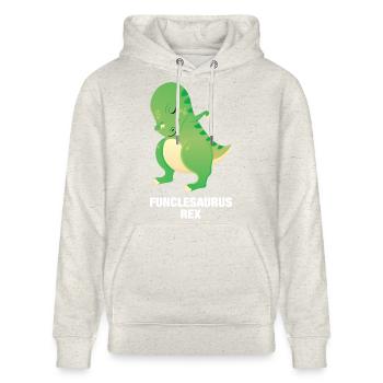 Funclesaurus Rex | Cool Fun Uncle Design - Stanley/Stella CRUISER Unisex Organic Hoodie - heather oatmeal - Front - Alina (178cm) & Michal (187cm)