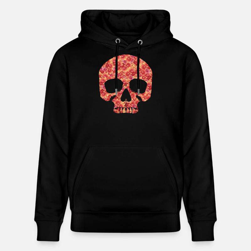 Crâne avec des fleurs - Sweat à capuche bio CRUISER Stanley/Stella Unisexe - noir
