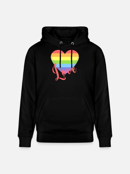 t-skjorte elsker gay lgbt hjerte lgbtqia+ gaveide - Stanley/Stella CRUISER økologisk unisex-hettegenser - svart