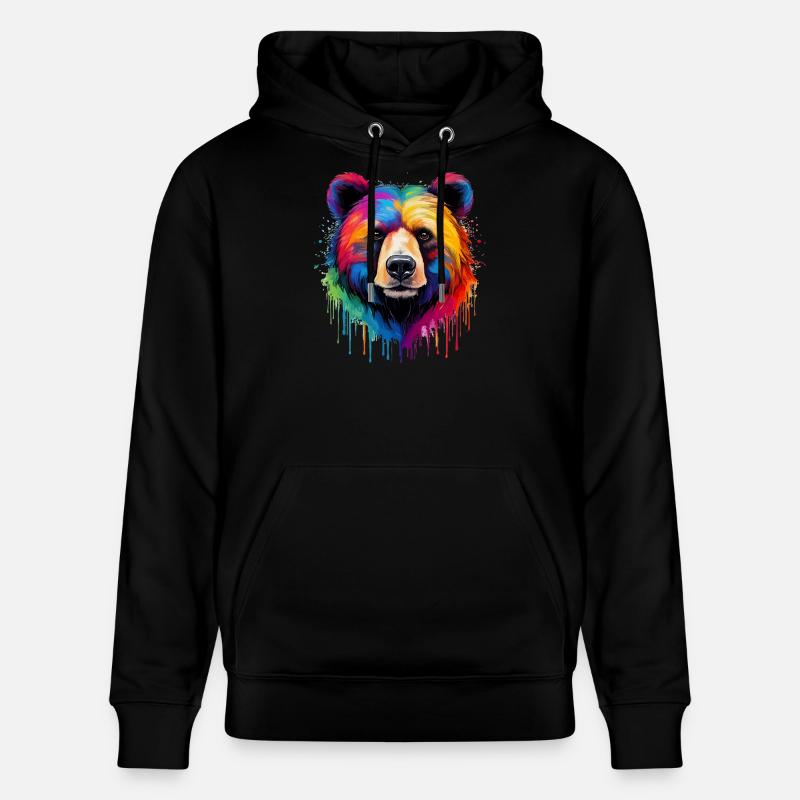 Bär in Regenbogenfarben - Stanley/Stella Unisex Bio-Hoodie CRUISER  - Schwarz