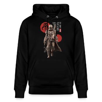 Star Wars: Mandalorian Mandalorianer & Zeichen - Stanley/Stella Unisex Bio-Hoodie CRUISER  - Schwarz - Vorne - Alina (178cm) & Michal (187cm)