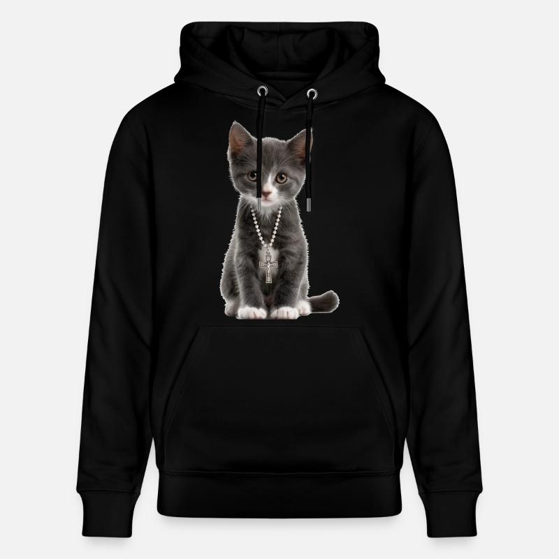 Collier croix de chat chrétien - Sweat à capuche bio CRUISER Stanley/Stella Unisexe - noir