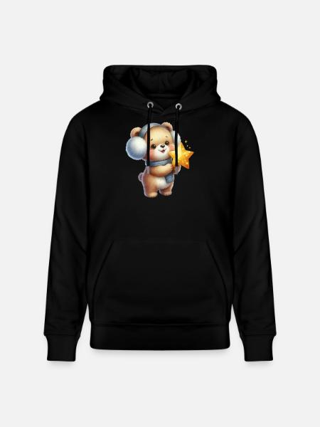 Cozy bear with Star Wish - Stanley/Stella CRUISER Unisex Organic Hoodie - black
