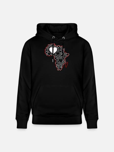 Africa Heart Pattern: Love Continents - Stanley/Stella CRUISER Unisex Organic Hoodie - black