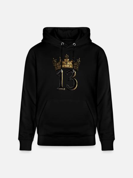13 Zahl Krone - Stanley/Stella Unisex Bio-Hoodie CRUISER  - Schwarz