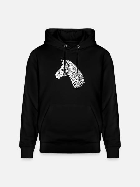 Zebra Head Tattoo Style Lines - Stanley/Stella CRUISER Unisex Organic Hoodie - black