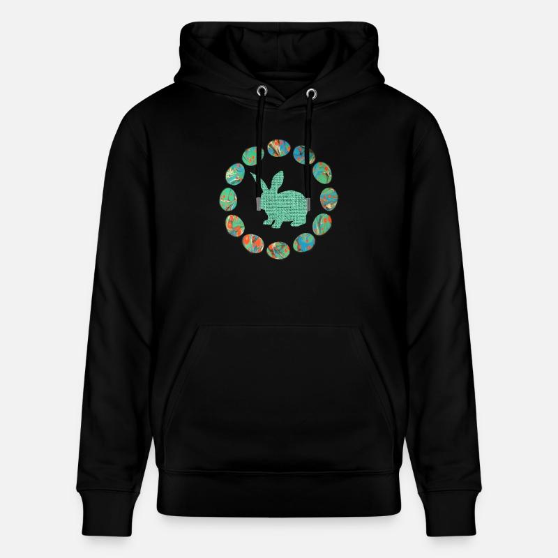 hase im eierkranz e 4 - Stanley/Stella Unisex Bio-Hoodie CRUISER  - Schwarz