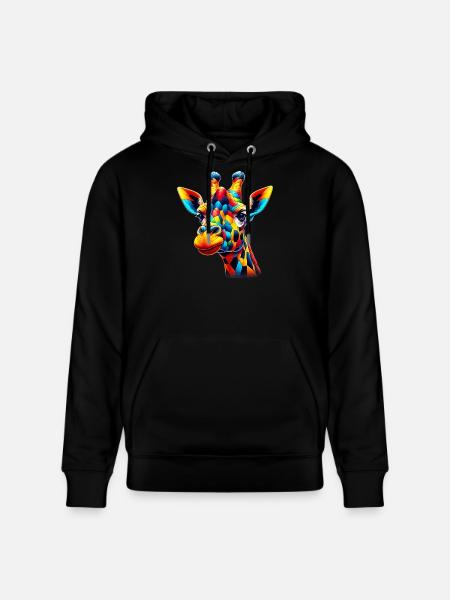 Giraf farvet og malet som Harlekin - Stanley/Stella CRUISER økologisk unisex-hoodie - sort