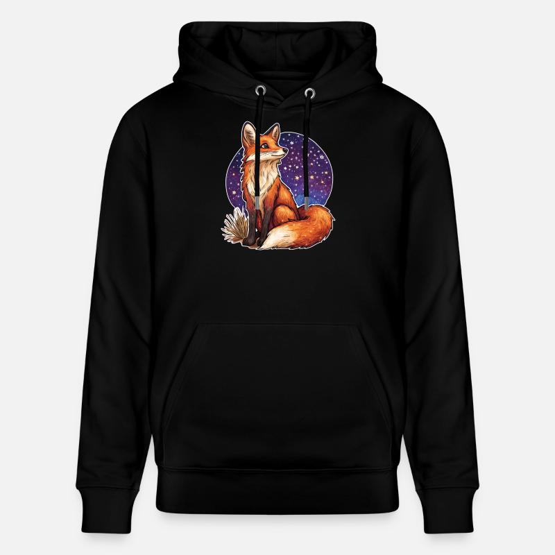 Fuchs und Sternenhimmel - Stanley/Stella Unisex Bio-Hoodie CRUISER  - Schwarz